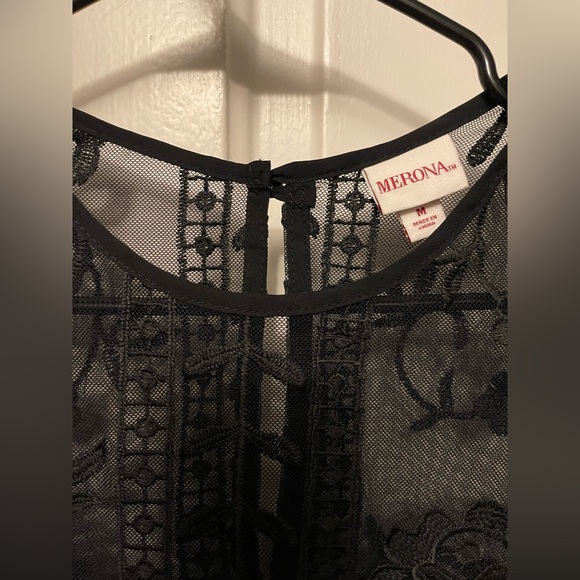 Merona Black Lace Blouse-NWOT - Picture 3 of 5